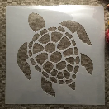 30 * 30cm Deniz Kaplumbağası DIY Katmanlı Şablonlar duvar tablosu Karalama Defteri Boyama Kabartma Albümü Dekoratif Şablon