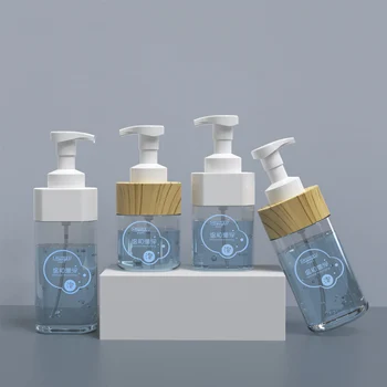 300/500ml Kare Şeffaf Plastik Köpük Şişe Banyo El Dezenfektanı Şampuan Vücut Yıkama Losyonu Boş Doldurulabilir Şişeler