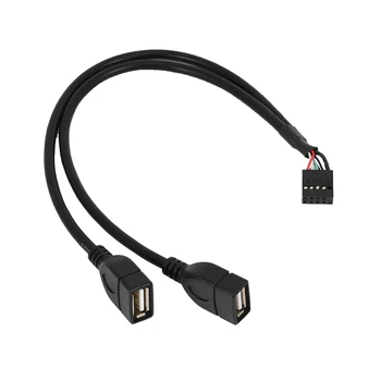 30CM 10 Pin Anakart Dişi Başlık 2 Port Çift USB 2.0 Erkek Adaptör Dupont Y Splitter Kablosu (10Pin / 2AM)