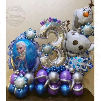 31 adet Dondurulmuş Elsa Olaf Folyo Balonlar Set Çocuklar Doğum Günü Partisi Süslemeleri Kar Tanesi Balon Bebek Duş Parti Süslemeleri Globos