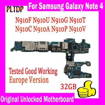 32GB Samsung Not 4 İçin N910F N910A N910U N910G Anakart Hiçbir KİMLİK Hesabı Anakart Cips İle IMEI İyi Çalışma Mantık Kurulu