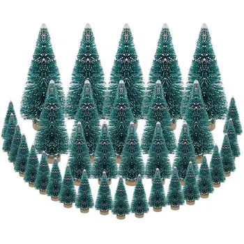 35 ADET Minyatür Noel Ağacı Yapay Kar Don Ağaçları Çam Ağaçları Noel DIY Craft için Parti Dekorasyon (4 Boyutu)