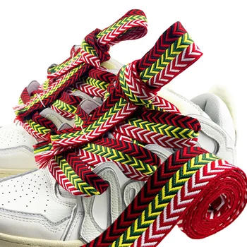 3CM Genişlik Ayakkabı Bağcıkları Hassas Dokuma Düz Ayakkabı Bağcığı Sneakers İçin Üç renkli Desen Ayakkabı Bağı Ayakkabı Aksesuarları Unisex