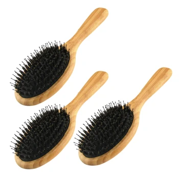 3X Saç Fırçası Domuzu Kıl Saç Fırçası Naylon Pimleri İle Bambu iğneli fırça Dolaşık Açıcı Ekleyerek Parlatıcı Fırçalar Günlük Kullanım