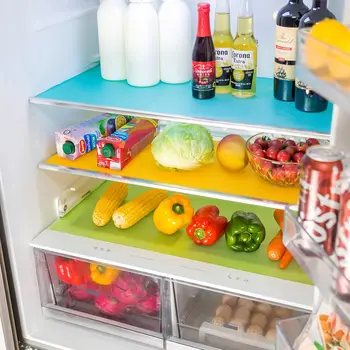 4 adet Kullanımlık Buzdolabı Pedi Buzdolabı Paspaslar Su Geçirmez Buzdolabı Pedleri Mat Zehirli Raflar Çekmece Masa Paspaslar Buzdolabı Astarı