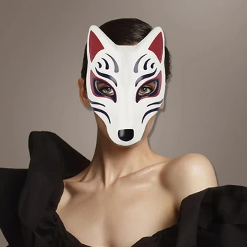 4 Tasarımlar Tilki Maskesi Yaratıcı DIY El Baskılı PU Tam Yüz Maskesi Paskalya Cadılar Bayramı Cosplay Tema Parti Kostüm Sahne yüz kapatma