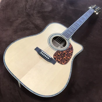 41 inç katı ahşap profil abalone kakma parlak boya yüzeyi ile akustik akustik gitar