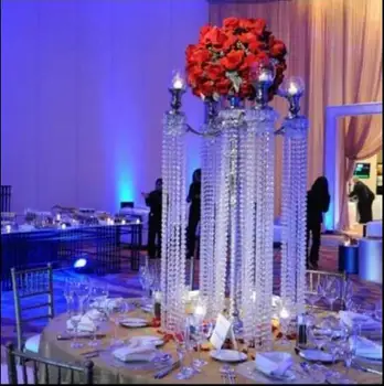 5 adet / grup Yeni varış 75 cm boyunda akrilik kristal şamdan düğün yol kurşun düğün centerpiece olay parti dekorasyon
