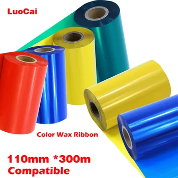 50 60 70 80 90 100 110mm *300m Mavi Kırmızı Yeşil Renk Balmumu Şerit termal aktarma şeridi için Kağıt Etiket Yazıcı Barkod Şerit