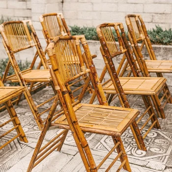 50 adet) kaliteli düğün ahşap mobilya Retro dış mekan mobilyası bahçe bambu katlanır Ziyafet Yemek sandalyesi 232