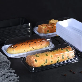 50 Adet Rulo Kek Kutuları Hot Dog Sandviç kapaklı plastik saklama kutusu için Parti Düğün Noel Plastik saklama kabı Kek Kutusu