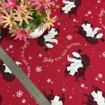 50x105cm ZYOKRA Merry Christmas Kırmızı Ayı Sandalye Kar Tanesi Baskılı Pamuklu Kumaş Patchwork Bebek Bezi Elbise Ev Dekorasyon