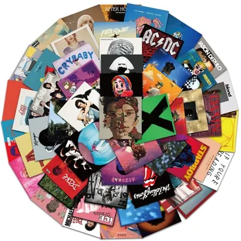 55 adet Müzik Şarkıcı Albüm Kapağı Dizüstü Kaykay Gitar Sticker Bagaj Sticker Sevimli Kırtasiye Malzemeleri