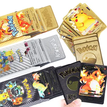55 Adet Pokemon Kartı Kutusu Almanca İngilizce İspanyolca Fransızca Kart Charizard Pikachu Nadir Koleksiyon Savaş Altın Kart çocuk oyuncakları
