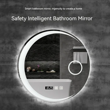 60 CM Yuvarlak Akıllı Otel Yatak Odası Buğu Çözücü Dekoratif Ayna 3 Renk Ayarlanabilir Arka ışık LED banyo aynası