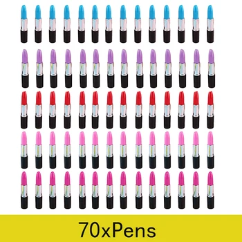 70 adet Ruj Tükenmez Kalemler Renkli Ruj Tükenmez Kalemler Yazma Kalemler Okul Ofis Kırtasiye Malzemeleri Öğrenci Hediyeler