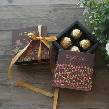 9*9*3.5 CM Renkli Bayraklar Kalp 10 Set Çikolata kağit kutu sevgililer Günü Noel Doğum Günü Partisi Hediyeler Ambalaj Kutuları