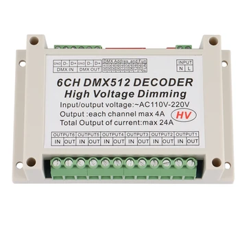 AC110V-220V Yüksek Gerilim Karartma 6CH DMX512 Dekoder 6 Kanal DMX 4A/CH HV Dekoder Dimmer Kurulu elektrik ampulü