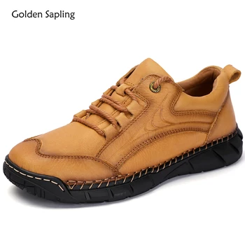 Altın Fidan Açık Ayakkabı Erkekler Hakiki Deri Taktik Ayakkabı Retro gündelik erkek ayakkabısı Eğlence İş Loafer'lar Takım Daireler