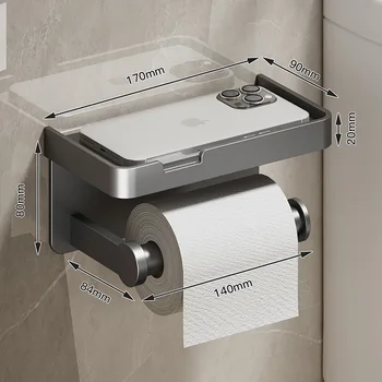Alüminyum Alaşımlı rulo kağıt havlu tutucu banyo duvarına monte WC Kağıt telefon tutucu Raf havlu rulosu raf Aksesuarları