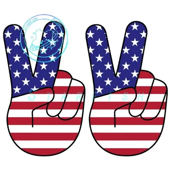 Amerika Birleşik Devletleri Barış İşareti Parmak Bayrağı Sticker PVC çıkartma Sprey Boyama İşlemi Su Geçirmez Güneş Koruma