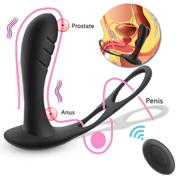 Anal Plug Erkek prostat masaj aleti Horoz Halka Titreşim Yapay Penis g-spot Butt Plug Yetişkin Seks Oyuncakları Anal Oyuncaklar Kadın Erkek Eşcinsel Seks Shop