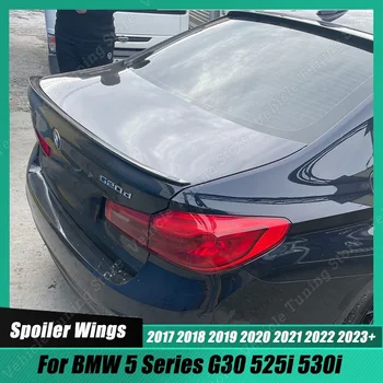 Araba arka çatı spoileri Kanatları Gövde Kiti Tuning M5 Stil BMW 5 Serisi İçin G30 525i 530i 2017-2022 2023 + Parlak Siyah / Karbon Bak ABS