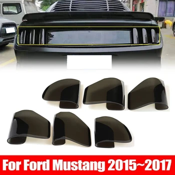 Araba Kuyruk aydınlatma koruması Dekoratif Sticker Arka Lambaları Hood Füme Koyu Siyah Şeffaf Lamba Kapağı Ford Mustang 2015-2017 İçin