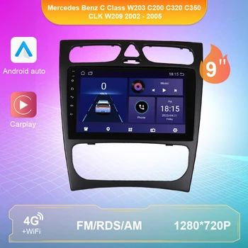Araba Radyo Android 10.0 Mercedes Benz C Sınıfı İçin W203 C200 C320 C350 CLK W209 2002-2005 Araba Stereo Multimedya Video Oynatıcı