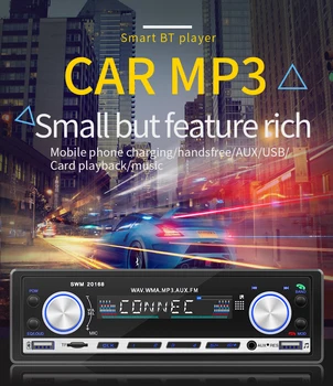 Araba Radyo Stereo Çalar Vintage Bluetooth Araç MP3 Çalar FM1 / FM2 / FM3 Radyo Stereo Ses Müzik 2 USB AUX Klasik Ses Alıcısı