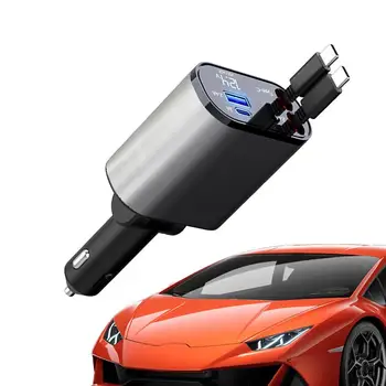 Araba çakmak adaptörü Otomobil 2 USB Bağlantı Noktaları araba şarjı Geri Çekilebilir Kablolar Otomobiller Çok Portlu Evrensel Araba Hızlı Şarj Şarj Cihazı