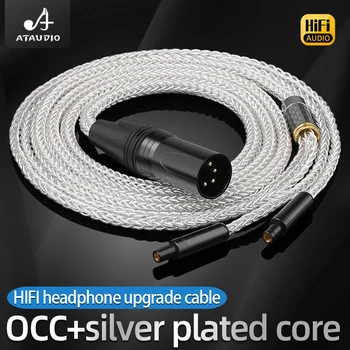 ATAUDIO HiFi Kulaklık Yükseltme Kablosu OCC Gümüş Kaplama Çekirdek 2.5/3.5/4.4/6.5 mm Kulaklık Yükseltme Kablosu Oyuncular İçin Amper HD800