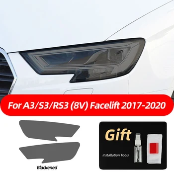 Audi için A3 8V S3 RS3 8Y 2021 2022 S Hattı Sportback 2014-On Araba Far koruyucu film Şeffaf Füme Siyah TPU Çıkartmalar