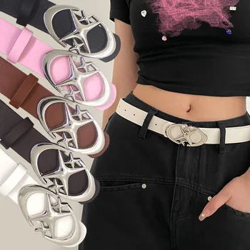 Ay Yıldız Tokalı Y2K Kemerler Kadınlar için PU Deri Alaşım Ins kore kotu Etek Pantolon Dekoratif Retro Punk Gotik Kemer Katı