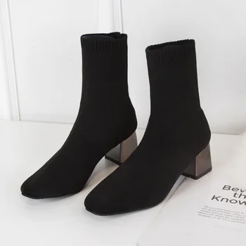 Ayakkabı Moda Çizmeler Kadın Botları - Kadın Kış Ayakkabı Takunya Platformu Punk Kauçuk Sonbahar 2023 Sivri Med Ayak Bileği Bayanlar Dantel-Up Sl