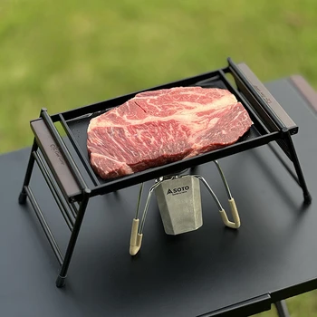 Açık Kamp barbekü plaka piknik Taşınabilir Barbekü plaka kaldırma barbekü ızgara seti ahşap saplı cızırtılı biftek tava
