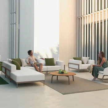 Açık kanepe alüminyum alaşımlı kumaş İskandinav oturma odası kombinasyonu eğlence villa balkon güneş odası avlu dış mekan mobilyası
