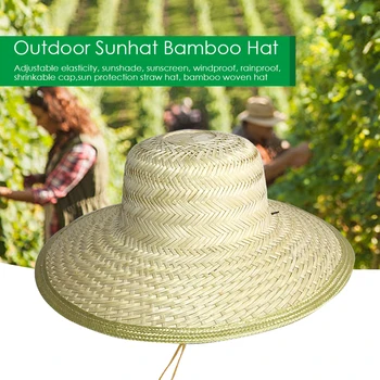 Açık Sunhat Bambu Şapka Coolie Şapka balıkçı şapkası Hasır Şapka Bambu Dokuma Şapka Yaz aylarında