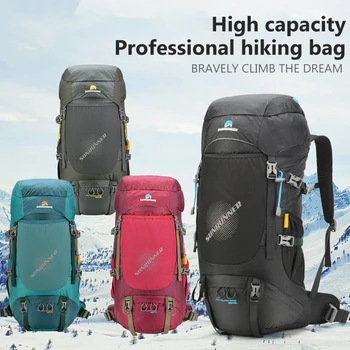 Açık Sırt Çantası 60L Büyük Kapasiteli Spor seyahat sırt çantası Dayanıklı Dağcılık Yürüyüş Tırmanma Çantaları