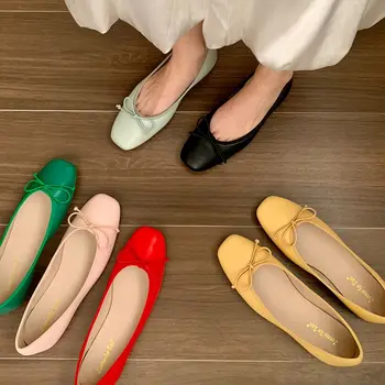 Bailamos En Kaliteli Lüks Marka Tasarım Yuvarlak Ayak Yay Bale düz ayakkabı Kadın Rahat Loafer'lar Üzerinde Kayma Yumuşak Elbise Ayakkabı Zapatos M
