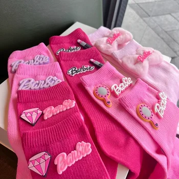 Barbie Mektup Çorap Kawaii Renkli Orta buzağı Çorap Sonbahar ve Kış Örme Ev Aşk Yeni Ins Moda Serin Kız Doğum Günü Hediyeleri