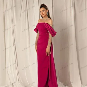 Basit Abiye Kapalı Omuz balo elbisesi Dantel Aplikler Yarım Kollu Şeker Renk Balo Elbise Tafta Vestidos De Gala