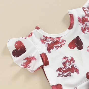 Bebek Kız Sevgililer Günü Kıyafet Kalp Baskı Kırpma Üst Backless Fırfır kolsuz üstler Şort Yenidoğan Bloomers Seti