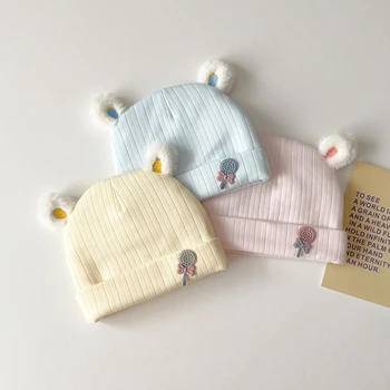 Bebek Pamuk Sıcak Şapka Rüzgarlık Açık Kapaklar Erkek Kız Karikatür kulak Şapka Bebek Unisex Sonbahar Kış Aksesuarı 0-3M