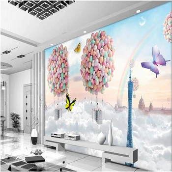 beibehang özel duvar ipek kumaş 3d odası duvar kağıdı ayarı duvar renkli balonlar fly bizim rüya fotoğraf duvar kağıdı duvarlar için 3 d