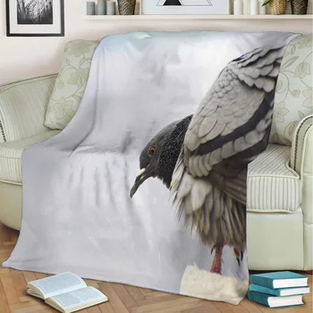 Bir güvercin Flanel Atmak Battaniye 3D Baskılı Sıcak Tutmak Kanepe Çocuk Battaniye Ev Dekor Tekstil Rüya Aile Hediye