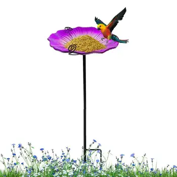 Birdbath Kase Kazık İle Çiçek Şekli Çıkarılabilir Standı Kuş besleme tepsisi Kazık İle Açık Yard Patio İçin
