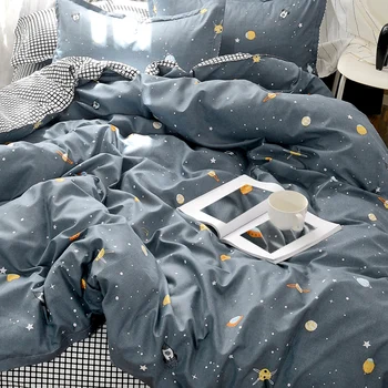 BlessLiving 3 ADET Uzay Galaxy Yorgan yatak örtüsü seti Çocuk Evren Yıldızlı Gece nevresim takımı Yumuşak Dış Uzay Yıldız Ay Yorgan kapak