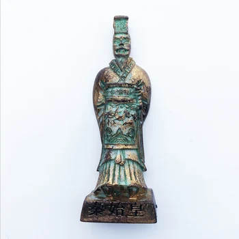 Buzdolabı mıknatısı Çin Qin Shi Huang Bronz Heykeli Renkli buzdolabı mıknatısı Yaratıcı Turizm Hatıra Dekorasyon