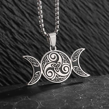Cadı Düğüm Üçlü Ay Koruma Spiral Kolye Pagan Trinity Celtic Knot Kolye Erkekler Kadınlar Boyun Takı Hediye